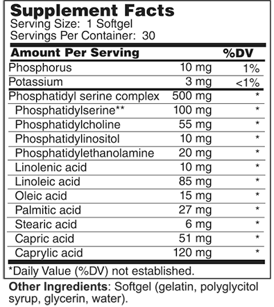 Phosphatidyl Serine Complex 500 mg / A Multifunctional Brain Nutrient - 30 soft gels