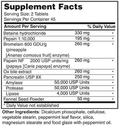 Digestive Enzymes with Betaine / 90 tabs